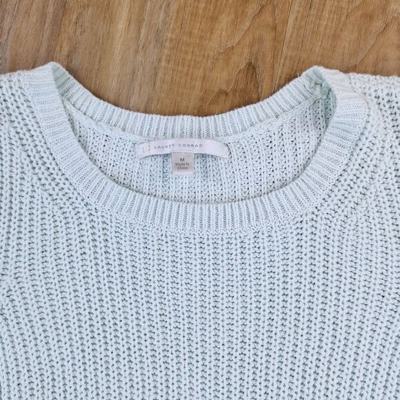 💛Lauren Conrad Mint Loose Knit Cropped Sweater Medium - Picture 3 of 8
